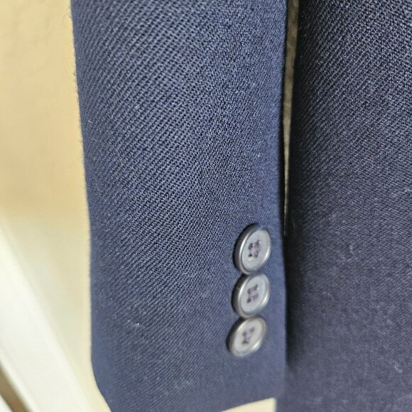 Pendleton Woman Size 14 100% Virgin Wool Navy Blazer One Button Classic Preppy - Picture 3 of 6